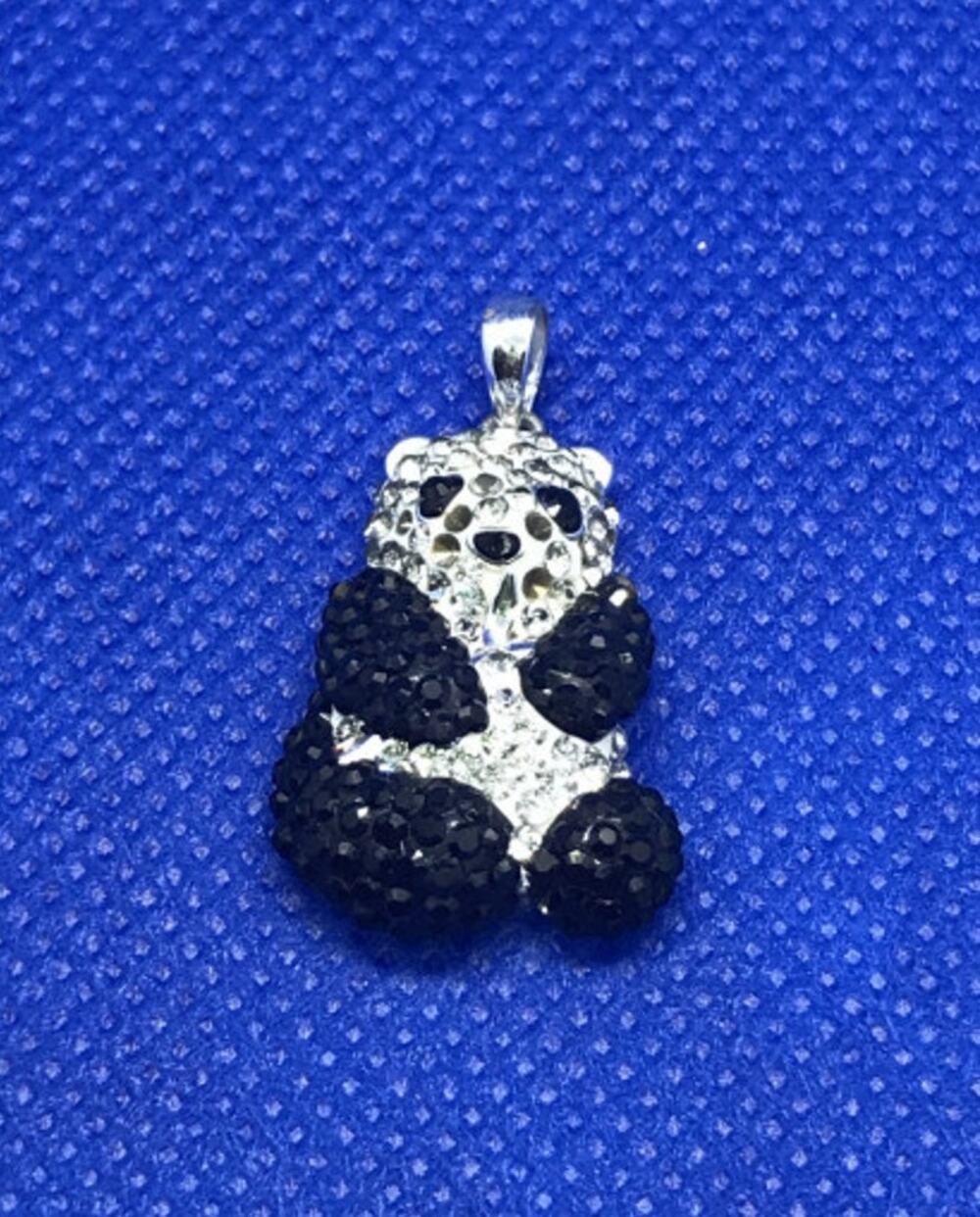 925 Sterling Silver Black & White CZ Panda Pendant
